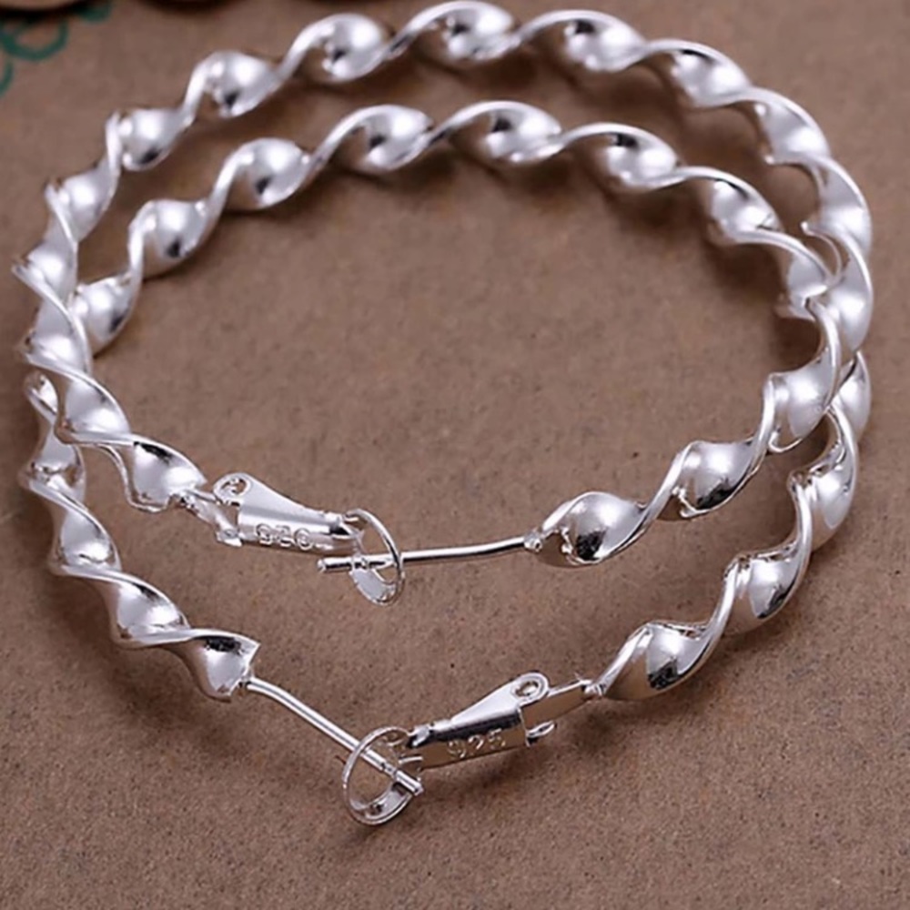 Classy Silver Hoop Earrings - Picture 3 of 4